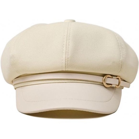 Womens Newsboy Cap Fashion PU Leather Cabbie Painter Hat Beret Cap main image 4